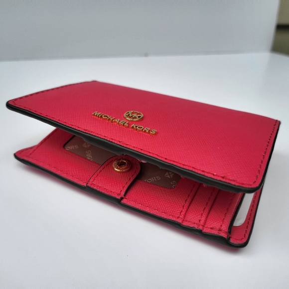 🆕️MICHAEL🌻KORS Jet Set Charm Hibiscus MD Slim Wallet Leather - Picture 2 of 11